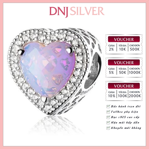 [Chính hãng] Charm bạc 925 cao cấp - Charm Cristal Rosa Heart thích hợp để mix vòng tay charm bạc cao cấp - DN633