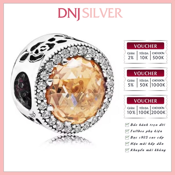 [Chính hãng] Charm bạc 925 cao cấp - Charm Sparkling Light Golden thích hợp để mix vòng tay charm bạc cao cấp - DN574