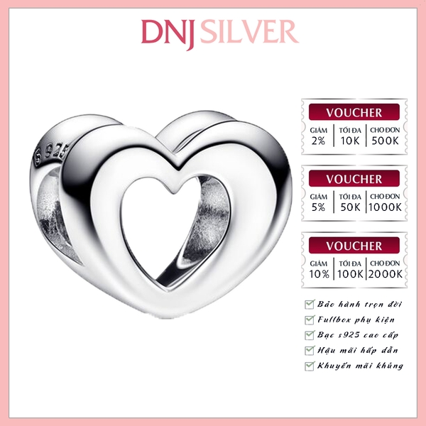[Chính hãng] Charm bạc 925 cao cấp - Charm Radiant Open Heart thích hợp để mix vòng tay charm bạc cao cấp - DN696