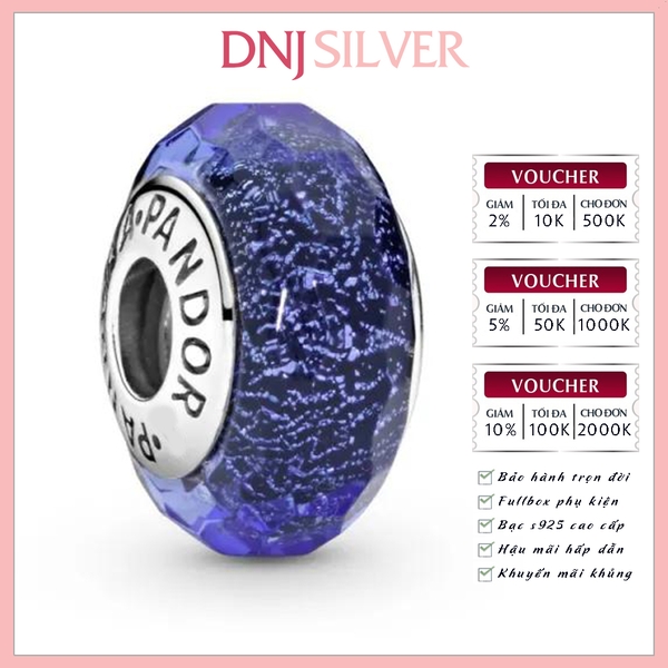[Chính hãng] Charm bạc 925 cao cấp - Charm Faceted Blue Murano Glass thích hợp để mix vòng tay charm bạc cao cấp - DN725