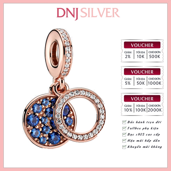 [Chính hãng] Charm bạc 925 cao cấp - Charm Sparkling Blue Disc Double Dangle thích hợp để mix vòng tay charm bạc cao cấp - DN705