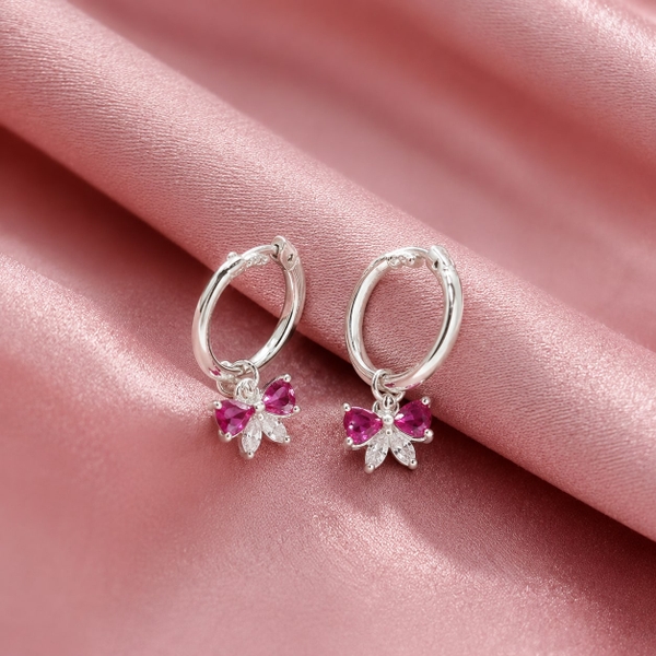 Bông Tai Bạc Cho Bé - Khoen Charm Ngôi Sao Hồng - BTB012