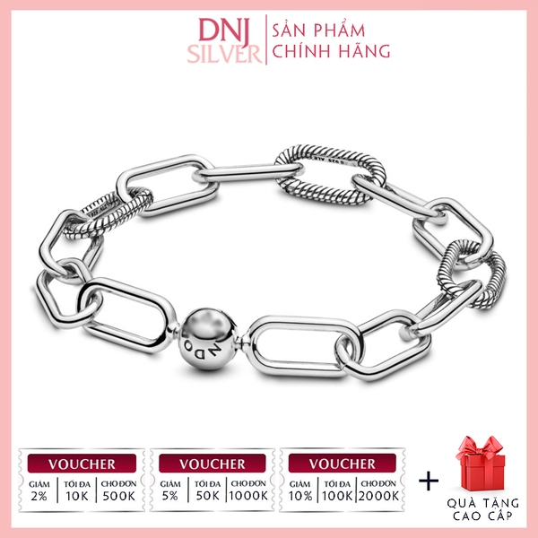 Vòng tay charm bạc 925 cao cấp - Vòng charm ME Link Chain - Vòng tay dành cho nam và nữ - Vòng mềm