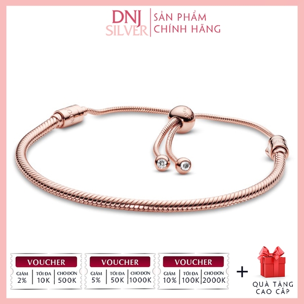 Vòng tay charm bạc 925 cao cấp - Vòng charm Moments Snake Chain Slider - Vòng tay dành cho nam và nữ - Vòng mềm