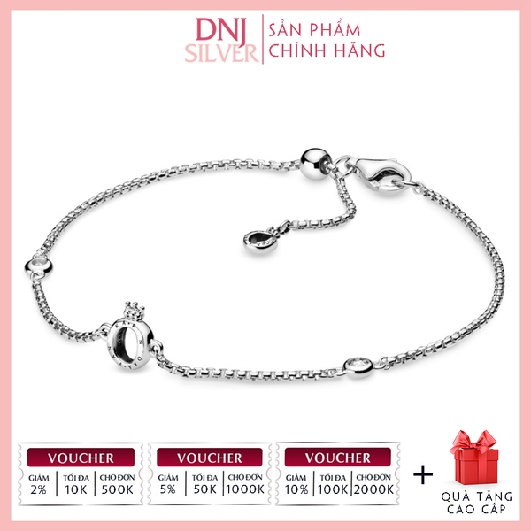 Vòng tay charm bạc 925 cao cấp - Vòng charm  Sparkling Crown O Chain - Vòng tay dành cho nam và nữ - Vòng mềm