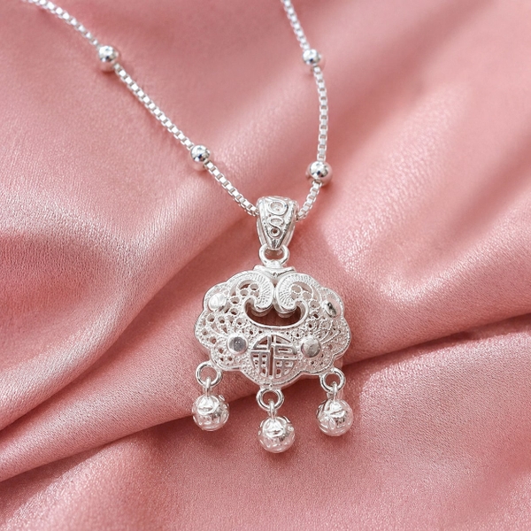 Dây Chuyền Bạc Ta Cho Nữ - Mặt Khóa Bình An Tua Bi - DCBTN002