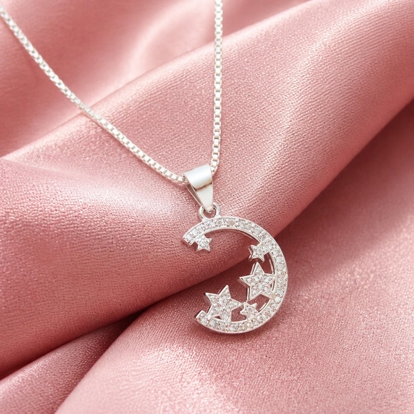 Dây Chuyền Kèm Mặt Bạc Ý Cho Nữ - Mặt Trăng Sao - DCKMY021