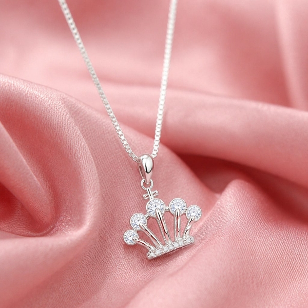 Dây Chuyền Kèm Mặt Bạc Ý Cho Nữ - Mặt Vương Miện - DCKMY022