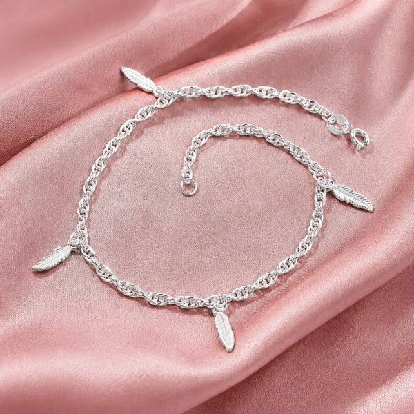 Lắc Chân Bạc Cho Nữ - Lông Vũ Mix Nhiều Charm - LCBN016