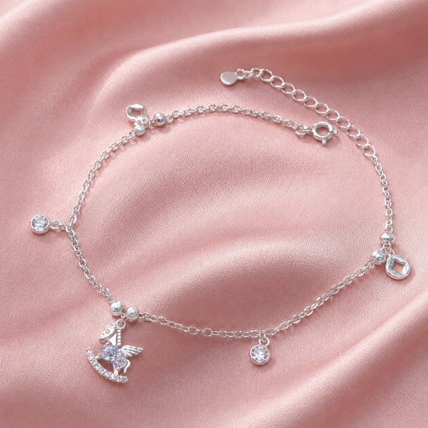Lắc Chân Bạc Cho Nữ - Charm Cỏ Bốn Lá - LCBN026