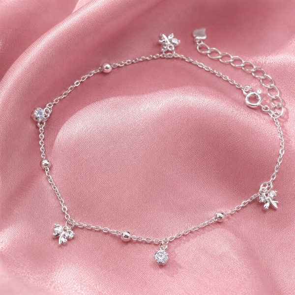 Lắc Chân Bạc Cho Nữ - Dây Đôi Charm Ngôi Sao - LCBN033