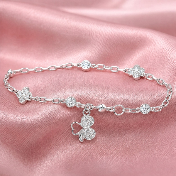 Lắc Tay Bạc Ta Cho Nữ - Hoa Cúc Charm Cỏ Bốn Lá - LTBTN012