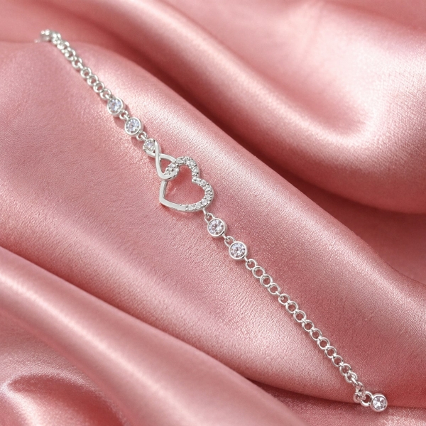 Lắc Tay Bạc Ta Cho Nữ - Dây Rút Trái Tim - LTBTN025