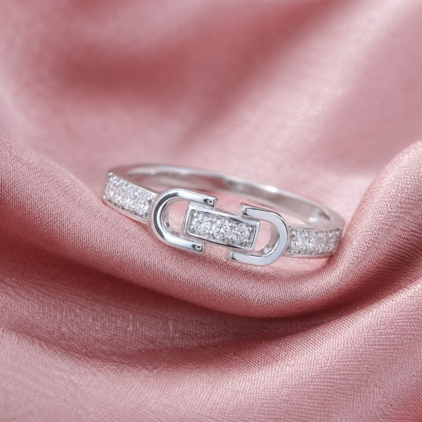 Nhẫn Nữ Bạc Ý - Bản Oval Liên Kết - NNBI018