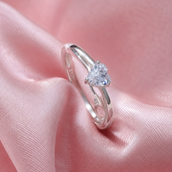 Nhẫn Nữ Bạc Ý - Solitaire Lá Ôm - NNBI022