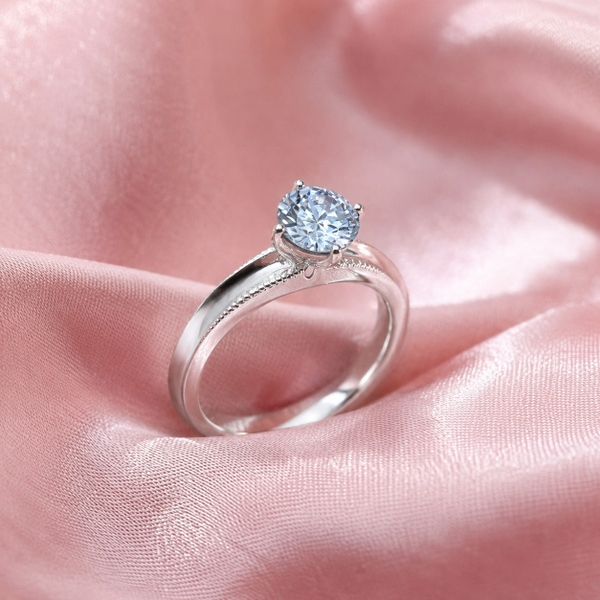 Nhẫn Nữ Bạc Ý - Solitaire Đá Xanh - NNBI042