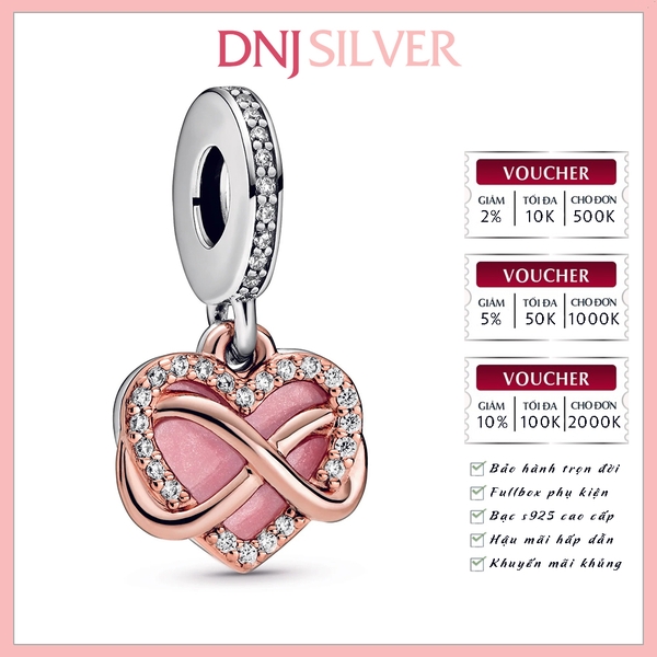 [Chính hãng] Charm bạc 925 cao cấp - Charm Sparkling Infinity Heart Dangle thích hợp để mix vòng tay charm bạc cao cấp - DN513