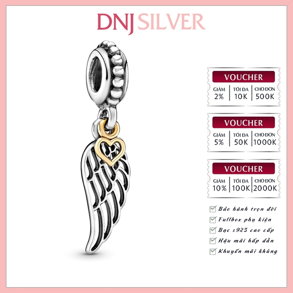 [Chính hãng] Charm bạc 925 cao cấp - Charm Angel wing thích hợp để mix vòng tay charm bạc cao cấp - DN367