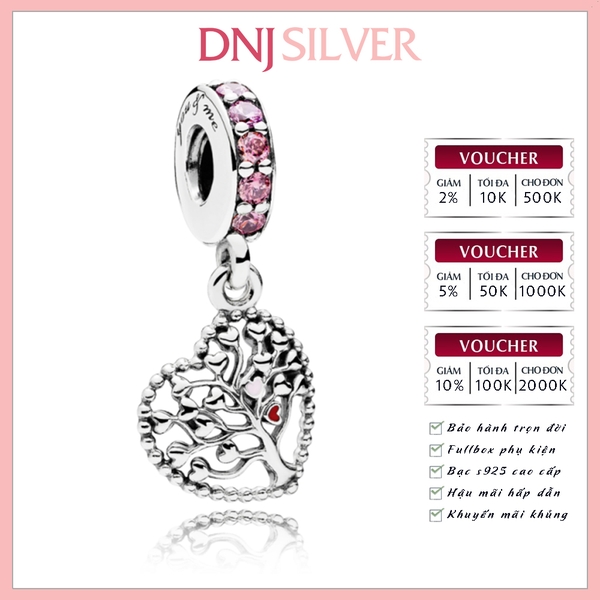 [Chính hãng] Charm bạc 925 cao cấp - Charm Pink Family Tree Dangle thích hợp để mix vòng tay charm bạc cao cấp - DN446