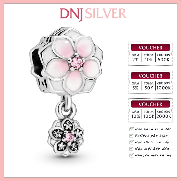 [Chính hãng] Charm bạc 925 cao cấp - Charm Dangling Pink Magnolia Flower thích hợp để mix vòng tay charm bạc cao cấp - DN331