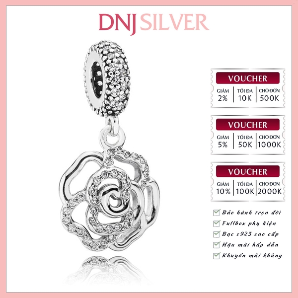 [Chính hãng] Charm bạc 925 cao cấp - Charm Shimmering Rose Dangle thích hợp để mix vòng tay charm bạc cao cấp - DN314