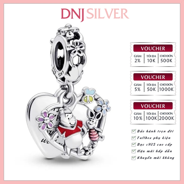 [Chính hãng] Charm bạc 925 cao cấp - Charm Disney Winnie the Pooh & Piglet Double Dangle thích hợp để mix vòng tay charm bạc cao cấp - DN512