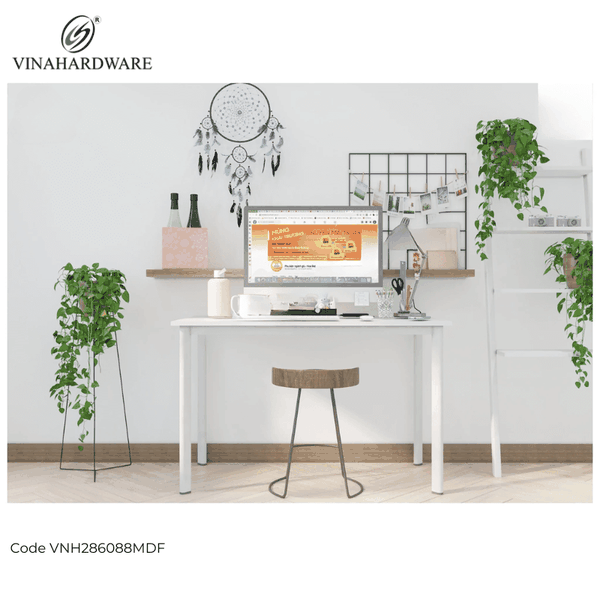 Vinahardware White Oval Tube Leg Office Desk