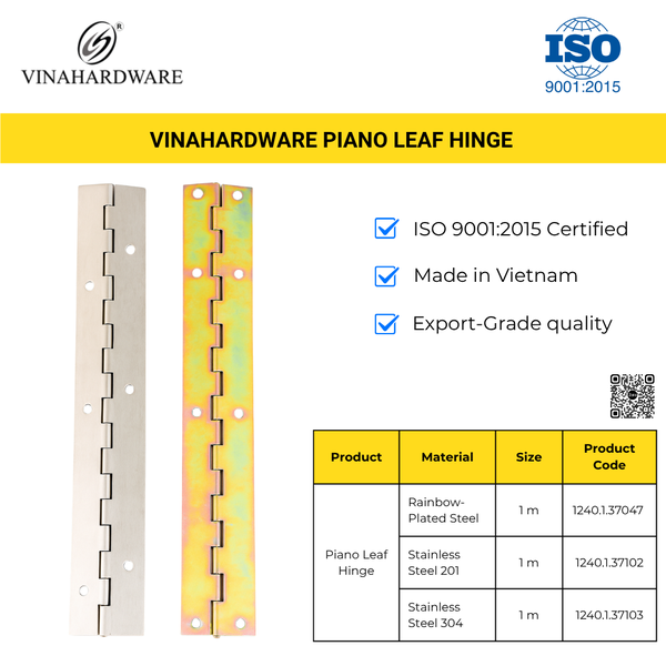 Zinc-Plated Piano Hinge – Rainbow Finish – 37mm Width – Model 1240.1.37047