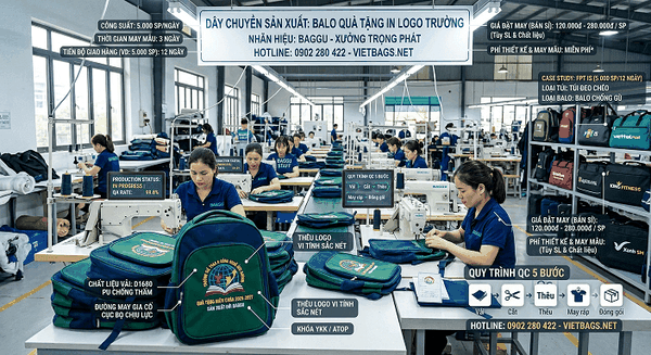 Xưởng May Balo Quà Tặng In Logo Trường Học Giá Tận Xưởng, Chuẩn Chất Lượng