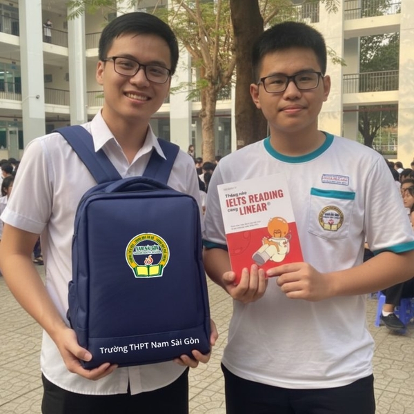 Balo đồng phục học sinh Trường THPT Nam Sài Gòn – kiểu dáng trẻ trung, ngăn rộng rãi, phù hợp mang sách vở và laptop.
