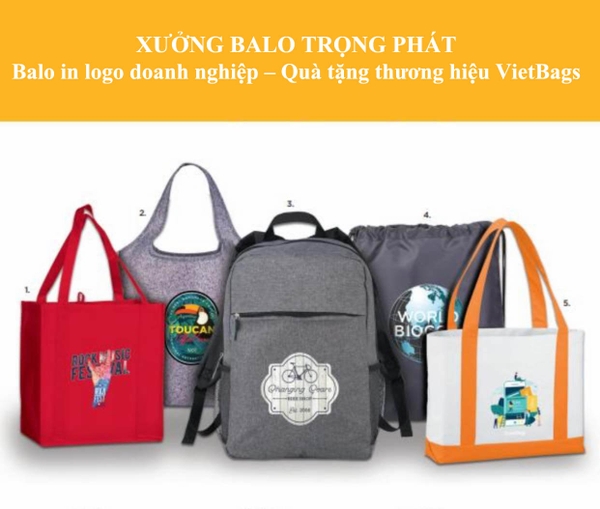 Balo in logo theo yêu cầu – xưởng VietBags Trọng Phát Hà Nội