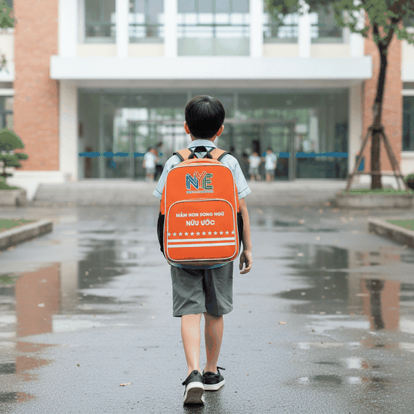 Chi tiết mẫu balo trường mầm non song ngữ Nữu Ước do Vietbags thiết kế và sản xuất tinh tế