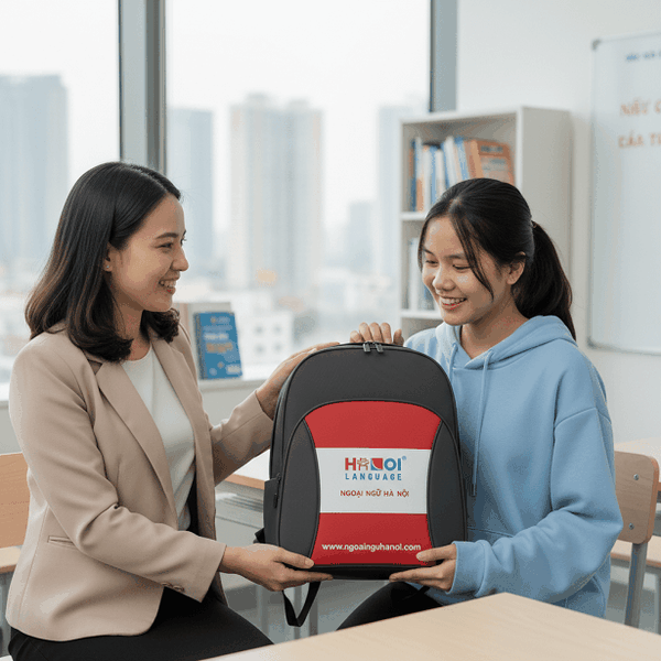 Sản phẩm balo quà tặng chất lượng dành cho học viên các lớp tiếng Anh, tiếng Nhật