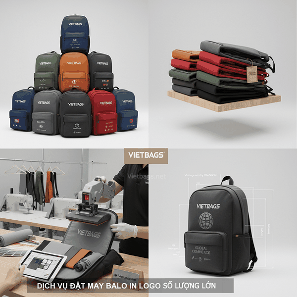 Góc nhìn thực tế giải pháp dịch vụ đặt may balo in logo số lượng lớn tại xưởng Vietbags, đảm bảo uy tín, chất lượng và giá thành tốt nhất cho doanh nghiệp.