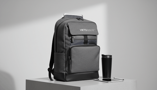 Mẫu balo in logo thương hiệu sắc nét và cao cấp được sản xuất bởi xưởng may Vietbags, cung cấp giải pháp quà tặng doanh nghiệp giúp tăng nhận diện thương hiệu tối ưu.