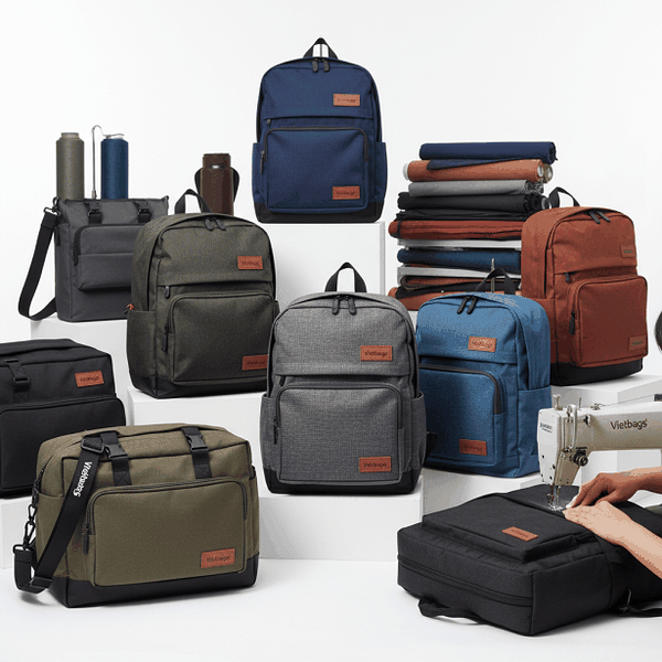 Khách hàng đang trải nghiệm thực tế quy trình sản xuất balo túi xách chuyên nghiệp tại xưởng may Vietbags, nơi đảm bảo chất lượng gia công tỉ mỉ và dịch vụ chăm sóc khách hàng tận tâm.