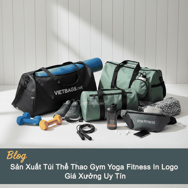 Bố cục nghệ thuật các mẫu túi thể thao, gym, yoga in logo thương hiệu sản xuất tại xưởng Vietbags.net
