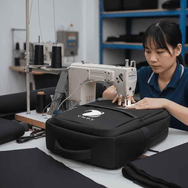 Đội ngũ nhân viên Vietbags đang tất bật kiểm tra những chiếc balo quà tặng in logo doanh nghiệp vừa hoàn thiện tại xưởng để chuẩn bị giao hàng cho đối tác dịp đầu năm mới.