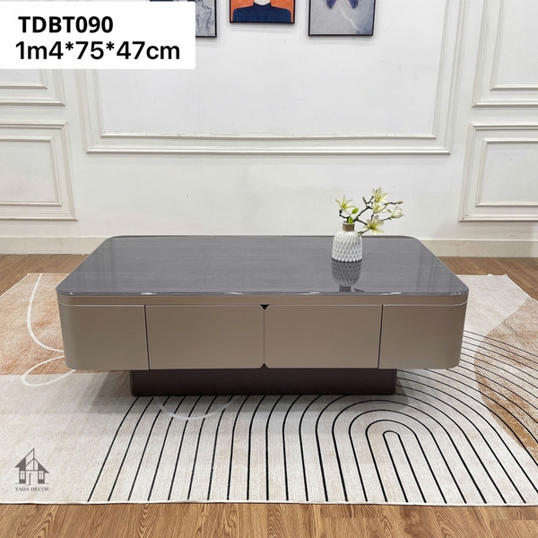 Bàn trà phòng khách TDBT090 mặt đá cẩm thạch dày cao cấp