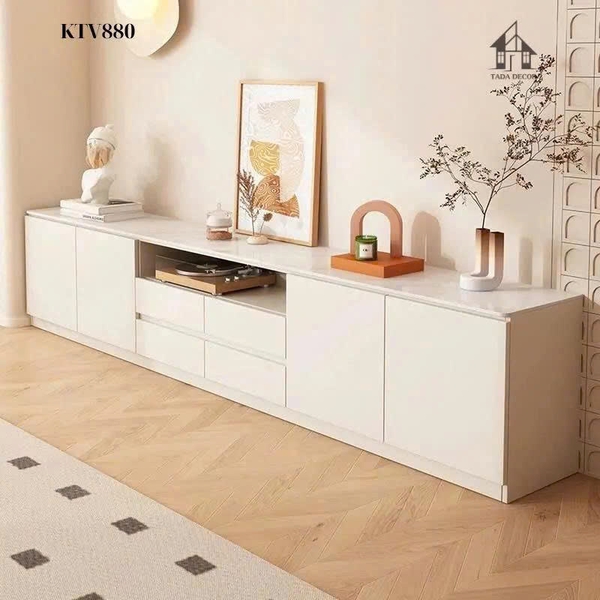Kệ tivi để sàn hiện đại phong cách Minimalism màu trắng sang trọng