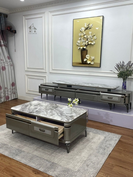 Mẫu kệ tivi bàn trà phòng khách phong cách hiện đại cao cấp