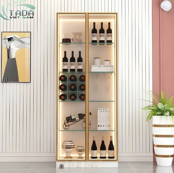 Mẫu tủ rượu đẹp hiện đại bằng gỗ MDF cho phòng khách sang trọng.