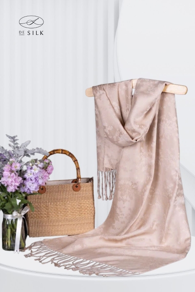 Khăn lụa Jacquard họa tiết hạc