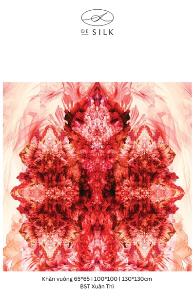 Khăn lụa vuông 100 Regal Reverie họa tiết hoa lan đỏ