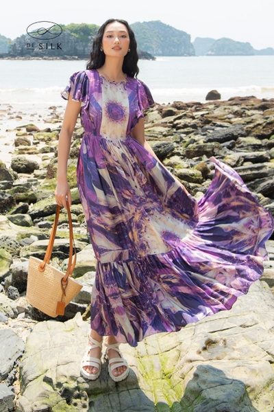 Váy đầm maxi Nvar tím