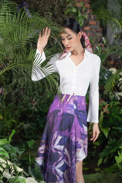Khăn lụa dài Nvar tím biếc