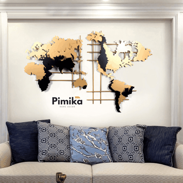 Tranh Sắt Treo Tường Nghệ Thuật Bản Đồ Thế Giới | Pimika Home