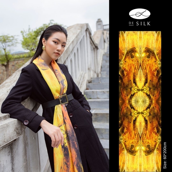 Eighteen Arhat gold long silk scarf