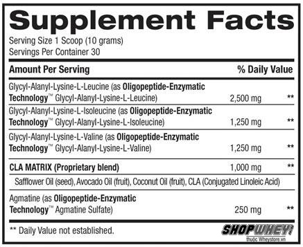 Nutrition Facts Best BCAA 30 Servings