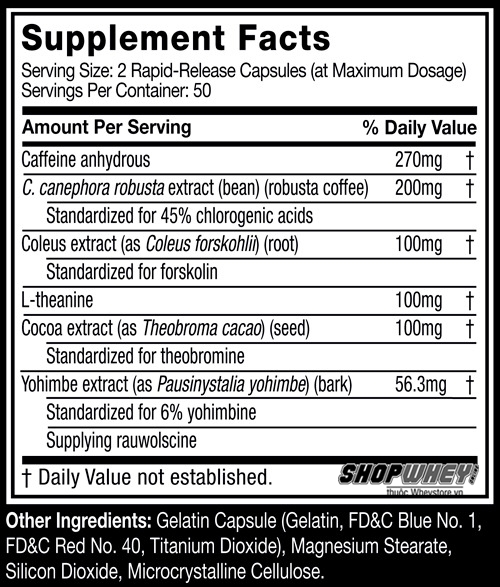 Nutrition Facts Hydroxycut Hardcore Elite